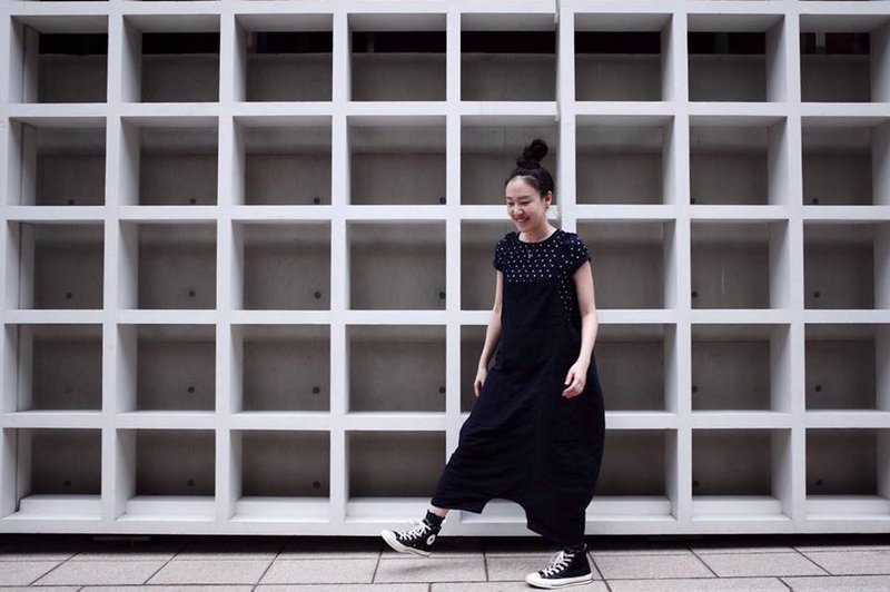 绑带茧型吊带裤 - 背带裤/连体裤 - 棉．麻 蓝色