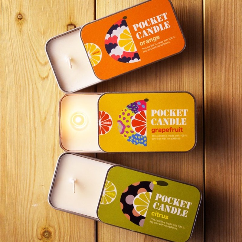 3 pocket candles - 蜡烛/烛台 - 蜡 橘色