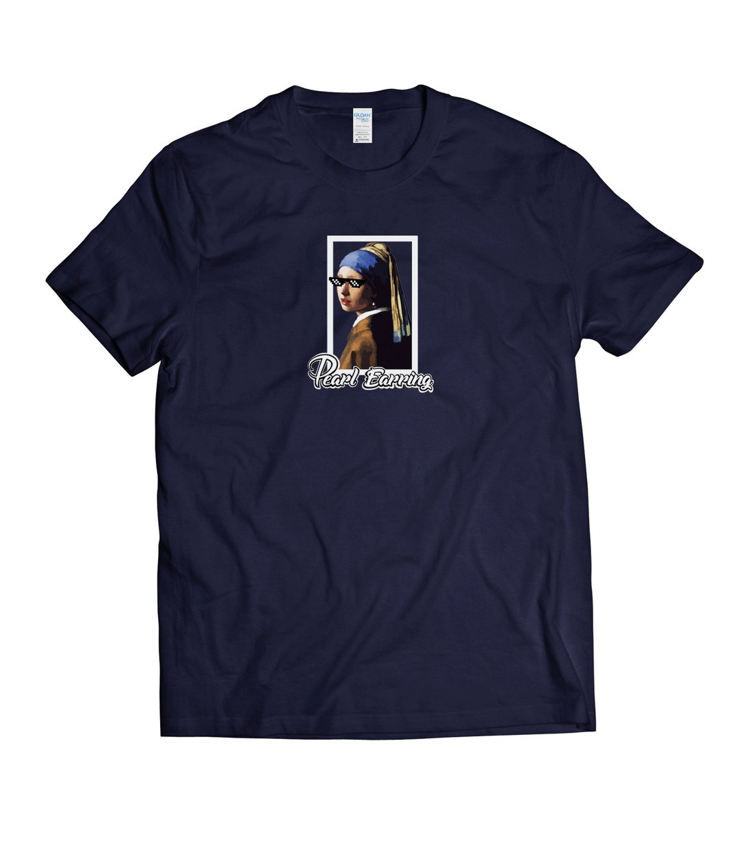 戴像素眼镜的少女-T-shirt 白/黑/灰/藏青 - 男装上衣/T 恤 - 棉 多色