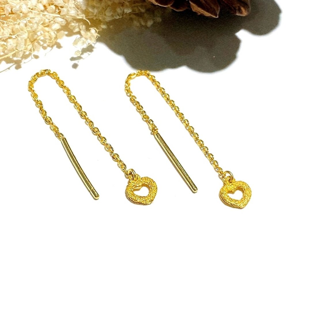 Eli Jewelry 精致迷你小爱心桃心造型黄金垂坠耳环 附金饰保证卡 - 耳环/耳夹 - 贵金属 金色