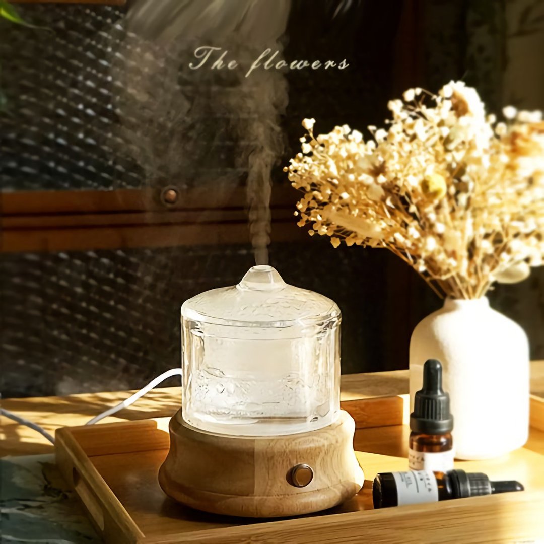 【现货 礼物】玻璃水氧机 实木高级机型 插电款 80ML 质感佳 - 香薰/精油/线香 - 玻璃 