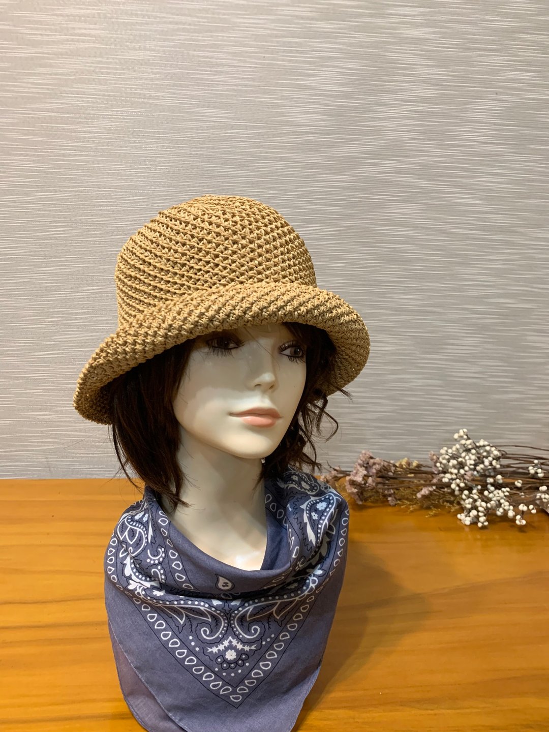 夏天爱上斜纹帽系列 。女生夏天渔夫帽。小麦色。 - 帽子 - 纸 