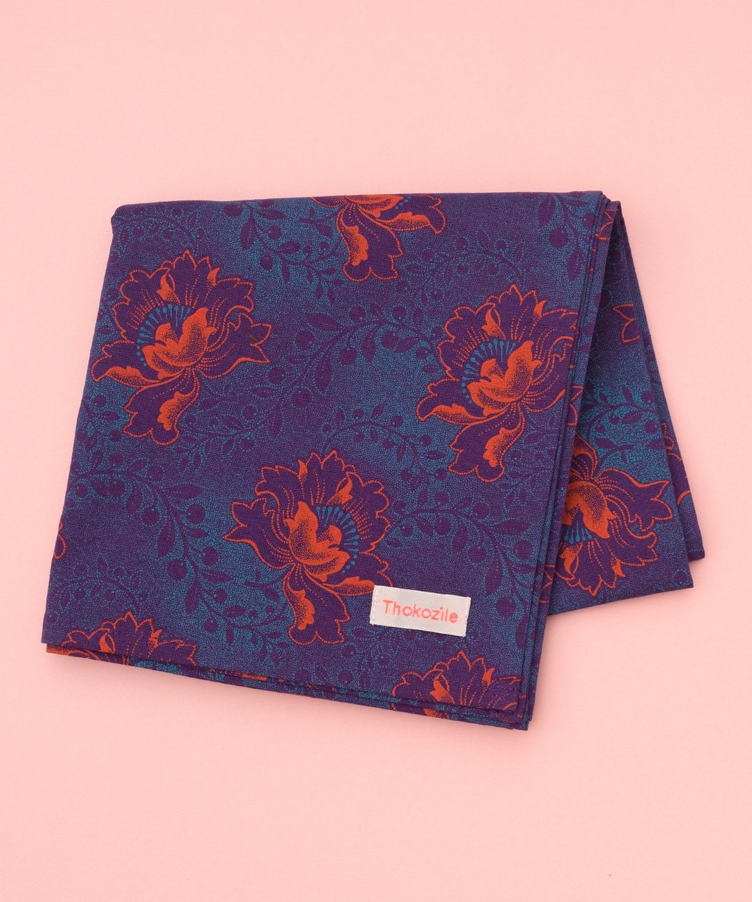 PURPLE FLOWER BANDANA SCARF - 丝巾 - 棉 紫色
