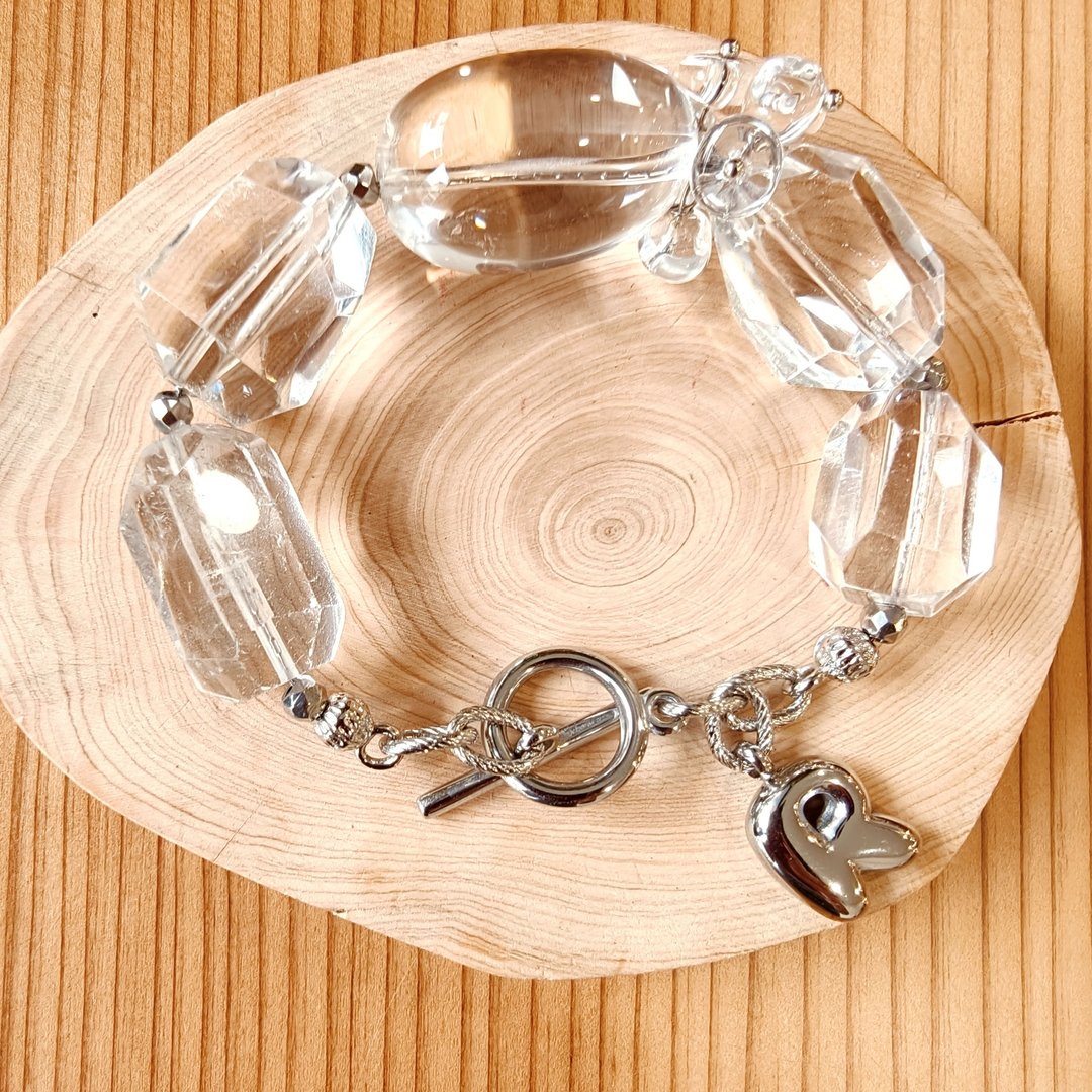 贝卡真珠 白水晶  珍珠  钛钢手链 - 手链/手环 - 水晶 透明