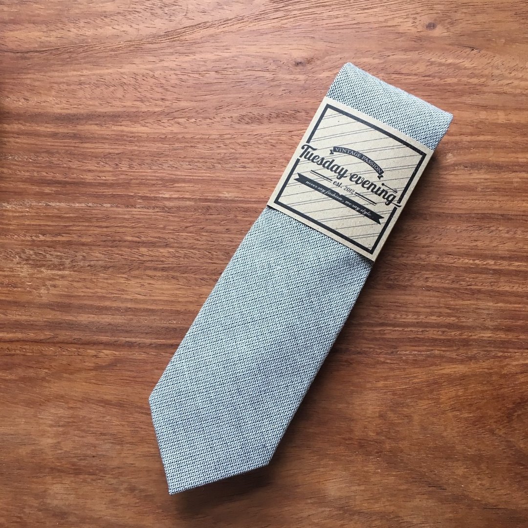 Neck Tie Black n White - 领带/领带夹 - 棉 白色