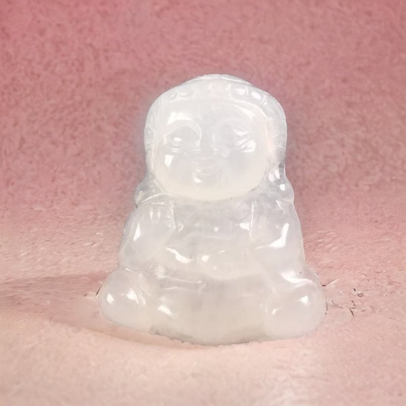 冰种翡翠精雕宝宝佛 | 天然缅甸玉翡翠A货 | 送礼 - 吊饰 - 玉石 透明