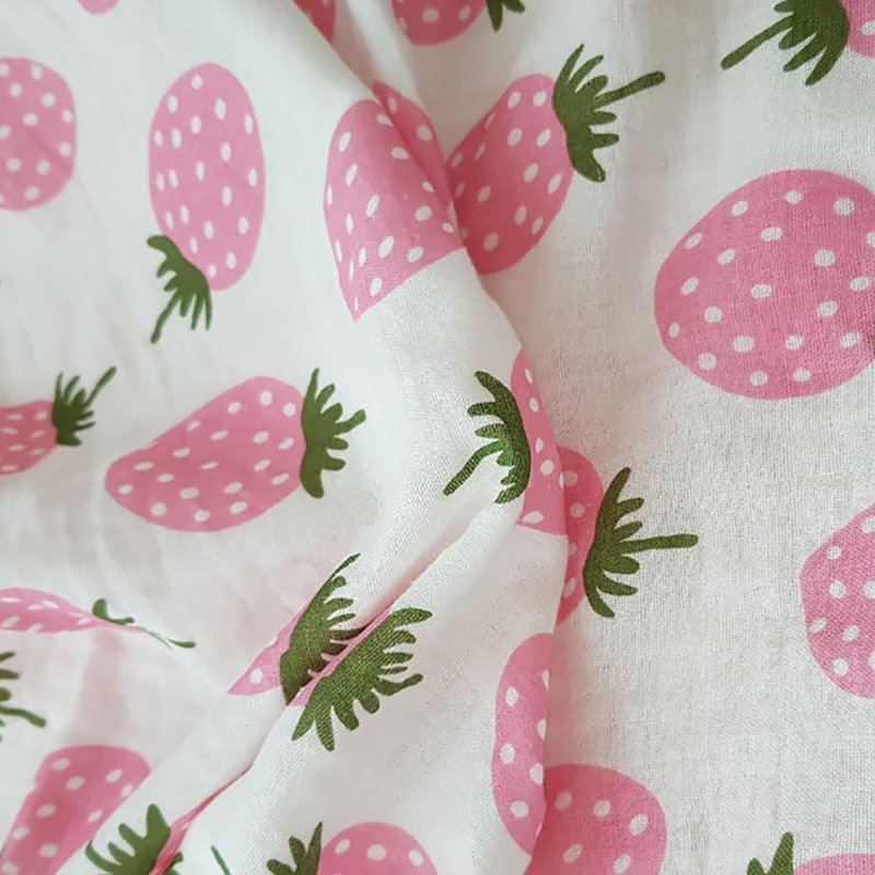 Cute baby double gauze blanket pink Strawberry - 婴儿床上用品 - 棉．麻 红色