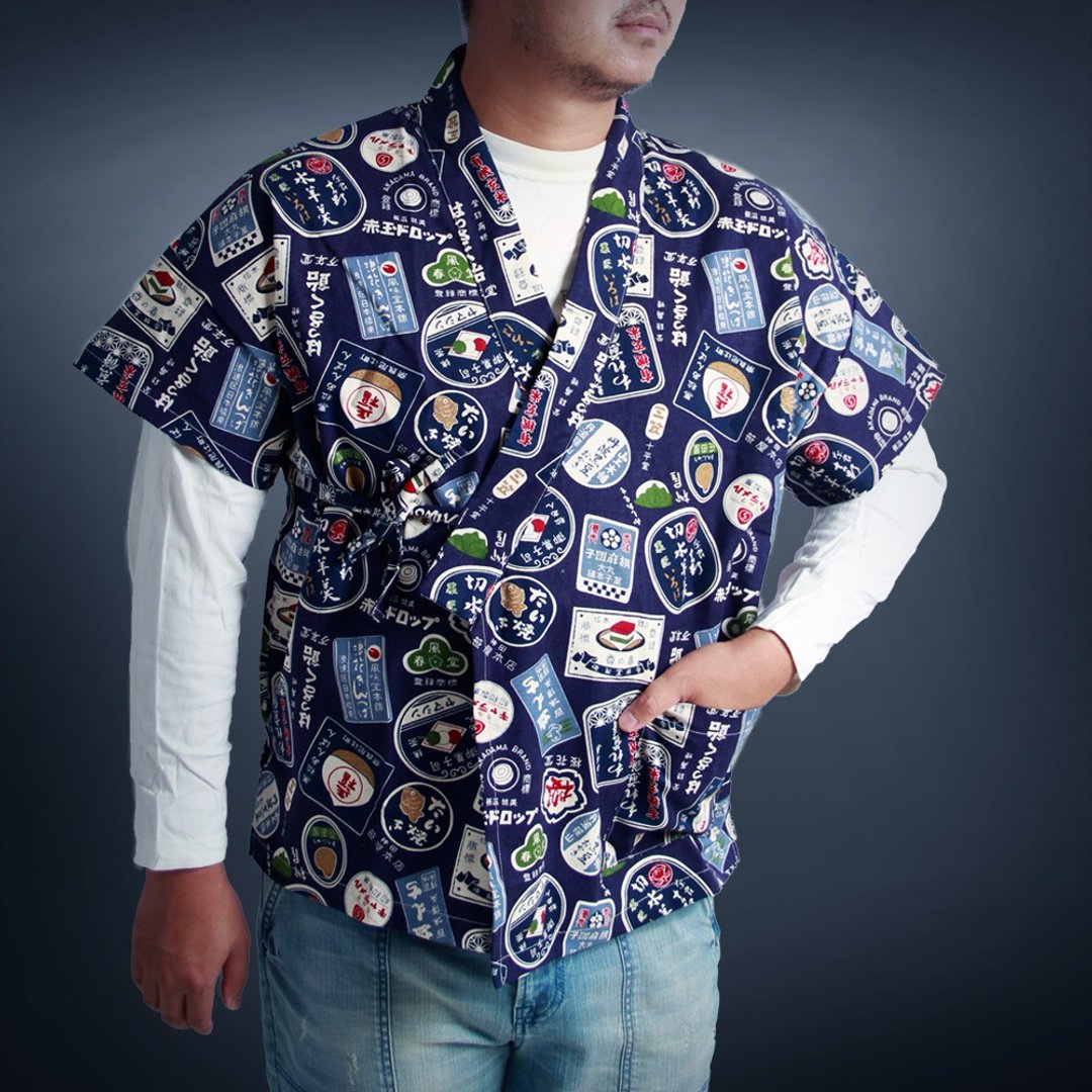 日式外套-日风复古广告(蓝) - 男装外套 - 棉 蓝色