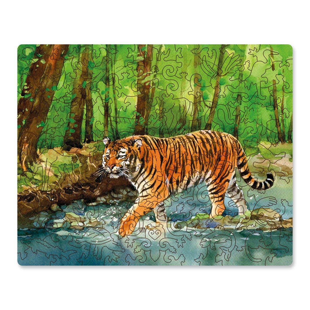 木制拼图 DAVICI 东北虎 WWF22x18cm 100pcs - 拼图 - 木头 绿色