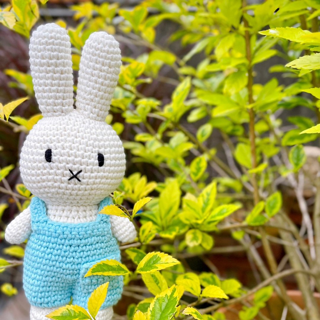 荷兰 Just Dutch | Miffy 米飞兔 编织娃娃和她的水蓝吊带裤 - 玩偶/公仔 - 棉 蓝色