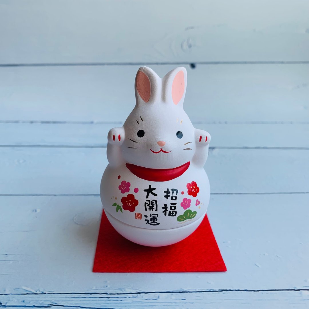 锦彩招福兔-不倒翁-兔年吉祥物 - 摆饰 - 陶 