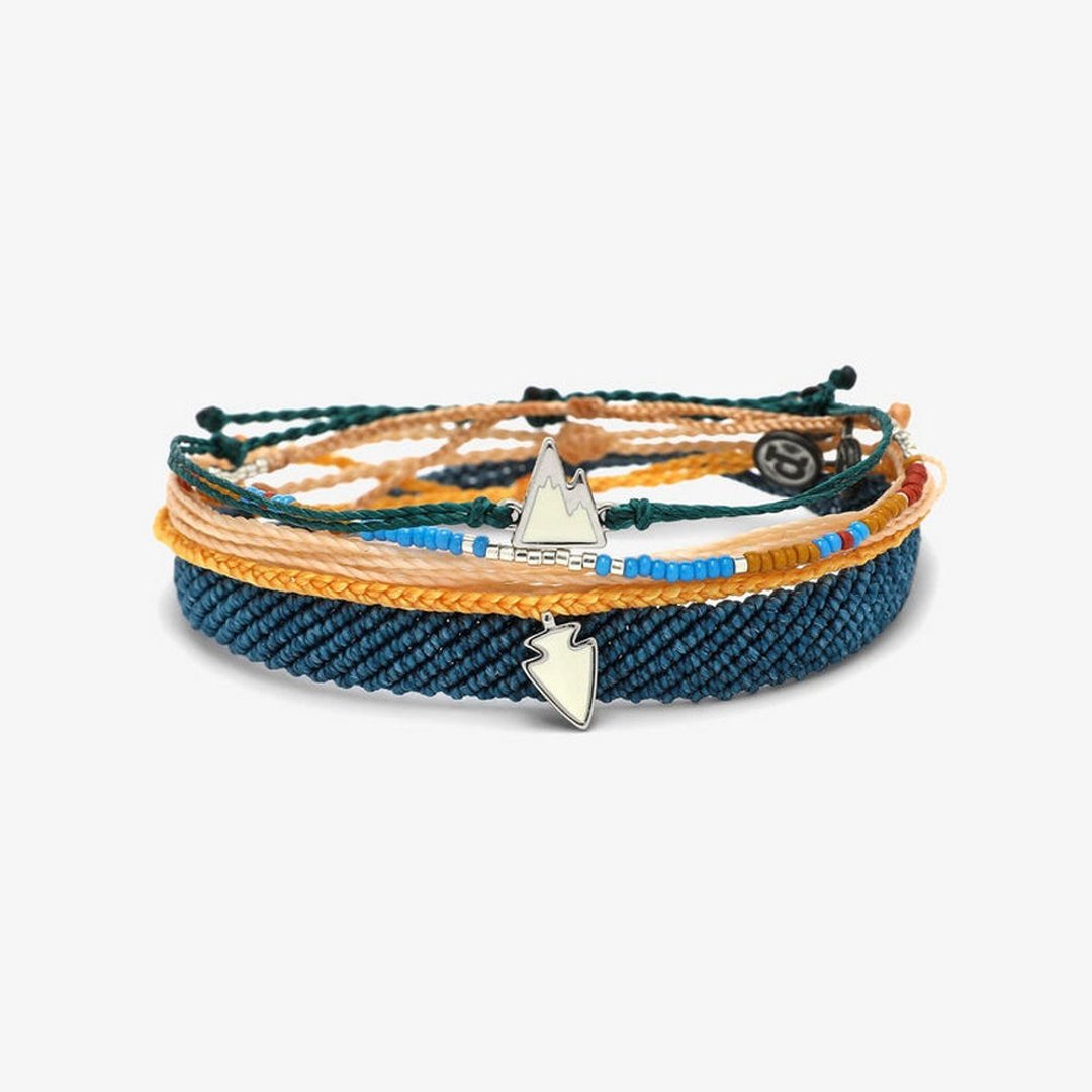 Pura Vida 美国手工 TAHOE PACK 太浩湖组 可调式冲浪 - 手链/手环 - 棉．麻 蓝色