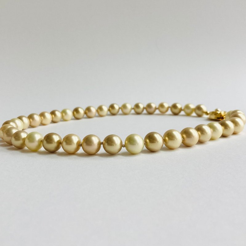 玻璃混合珍珠全结项链/10 毫米约 44 厘米/金混合/G/日本制造 - 项链 - 玻璃 金色