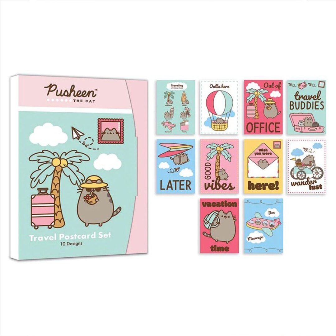 【胖吉猫】旅游明信片十张套组/Pusheen - 卡片/明信片 - 纸 多色