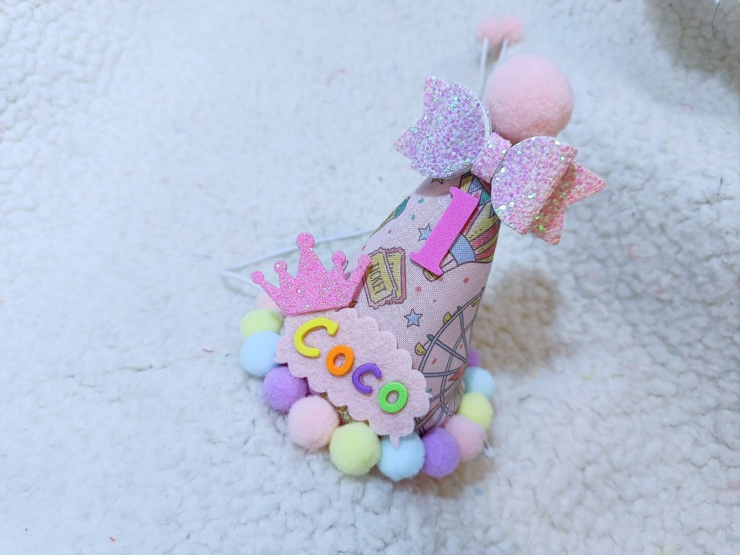 Birthday star 生日之星 宠物生日帽 - 衣/帽 - 棉．麻 紫色