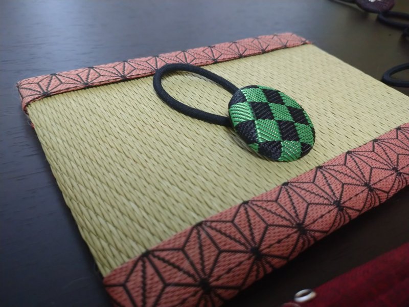 【市松】黑绿 发圈 发饰 日本制 手工制作 - 发饰 - 其他材质 