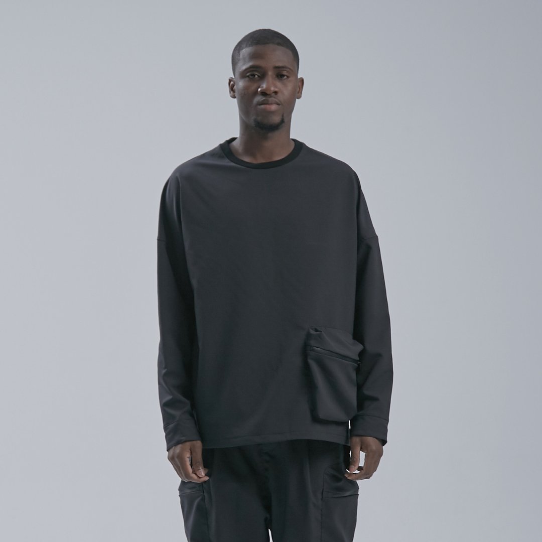 DYCTEAM - SISYPHUS / 3D patch pocket long sleeve shirt - 男装上衣/T 恤 - 聚酯纤维 黑色
