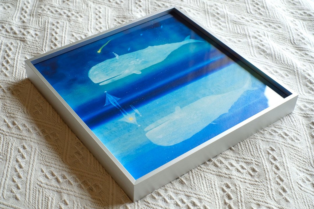 复制画 - 大鲸鱼与流星 \ 银色铝框 - 海报/装饰画/版画 - 纸 