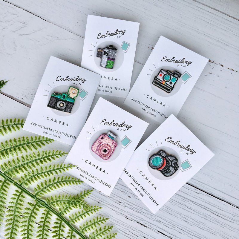 刺绣小胸章-相机系列套装(一套5款) | Littdlework - 胸针 - 绣线 