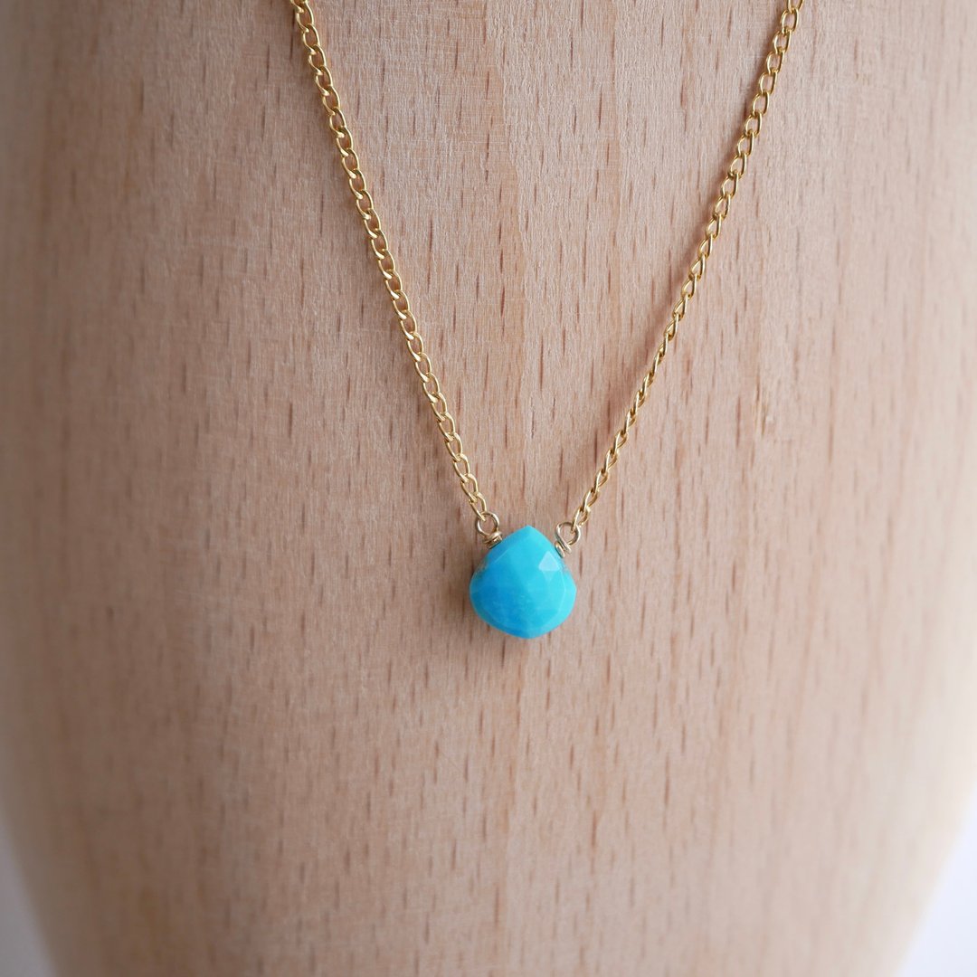 14KGF Sleeping beauty turquoise necklace - 项链 - 宝石 蓝色