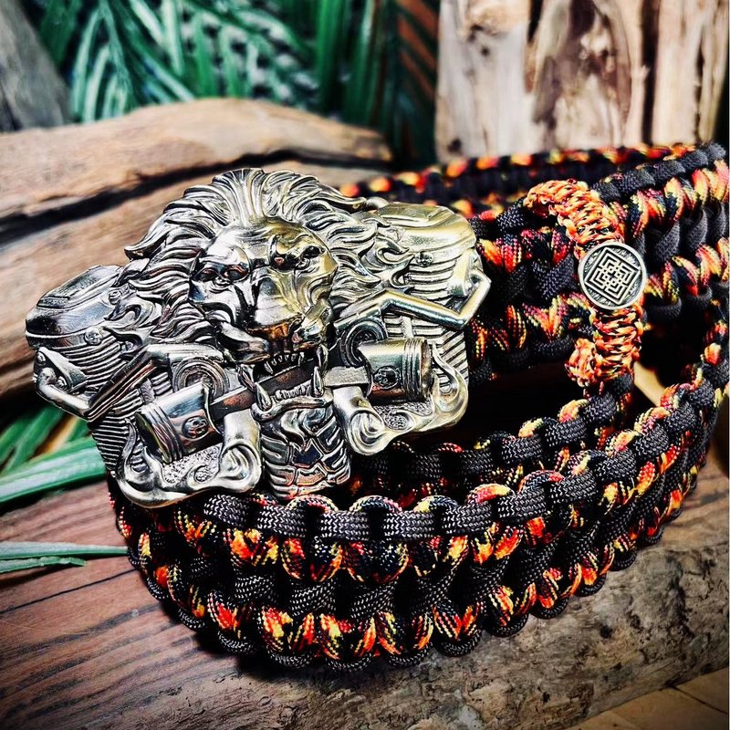 伞绳腰带-燃烧的狮子腰带(乌克兰) - 皮带/腰带 - 铜/黄铜 