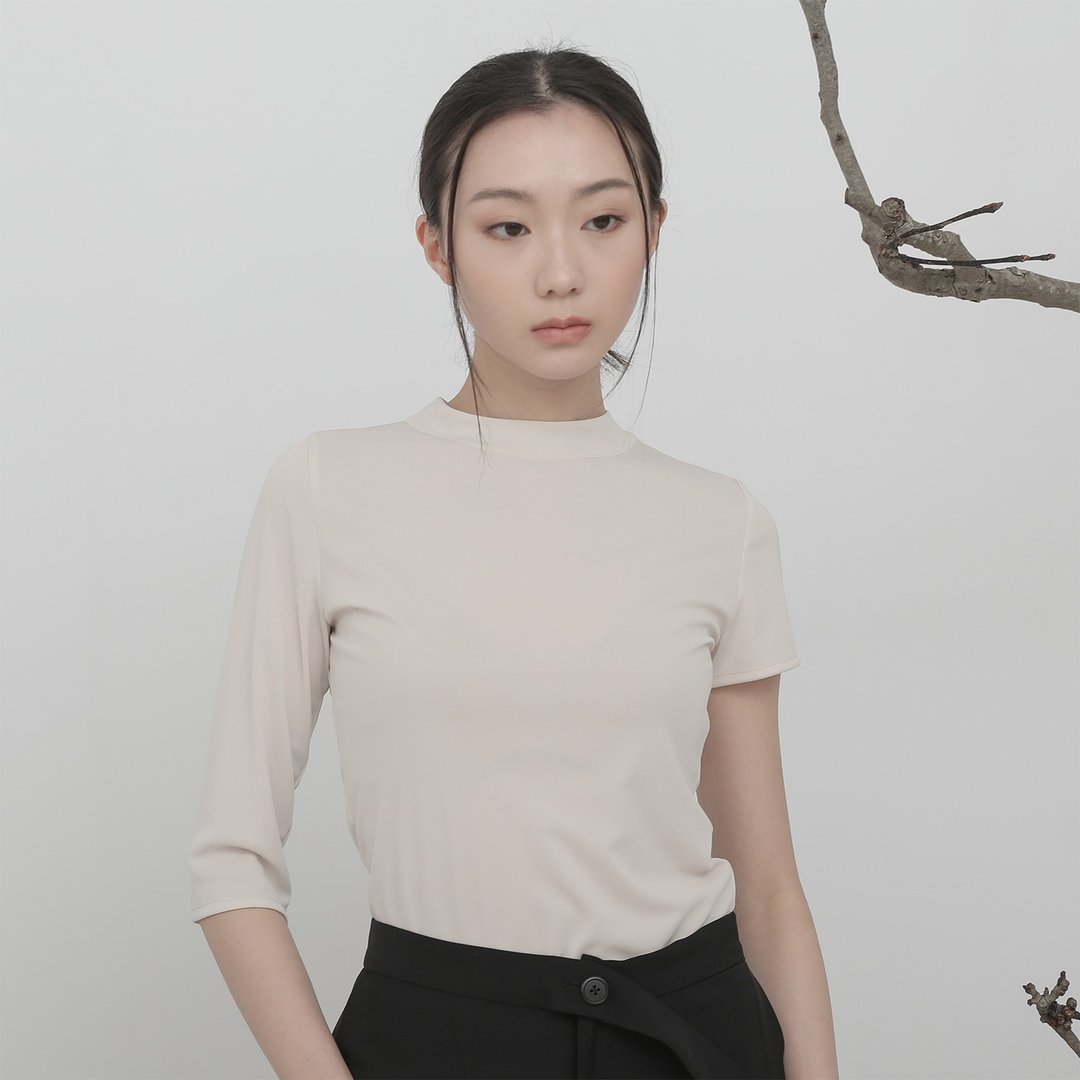 台北时装周限定款/Danbo_淡泊・不对称袖上衣_ 23SF002_米 - 洋装/连衣裙 - 聚酯纤维 白色
