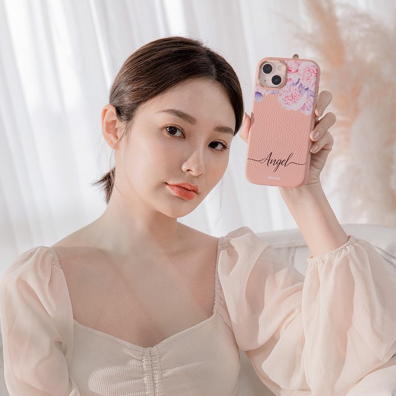 少女玫瑰 蜜荔壳 蜜荔粉天然皮革壳 - iPhone定制化手机壳 - 手机壳/手机套 - 真皮 粉红色