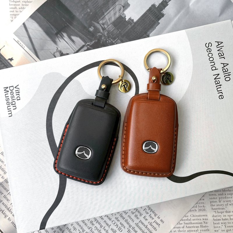 马自达 Mazda Mazda3 CX90 CX3 CX5 CX30 CX60 汽车钥匙套 皮套 - 钥匙链/钥匙包 - 真皮 黑色
