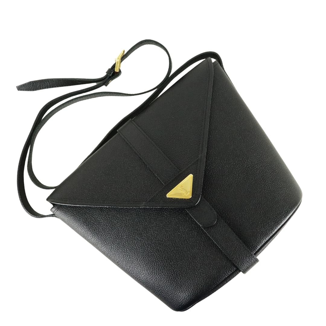 极美品 伊夫圣罗兰 YSL 古董斜背包 (01391) - 侧背包/斜挎包 - 真皮 黑色