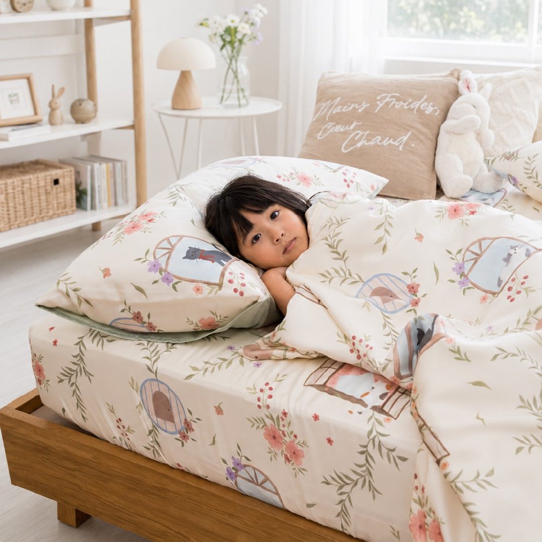 DR8002 猫语花园 300 织 天丝莱赛尔/床包枕套组/床包被套组/台湾 - 寝具 - 环保材料 