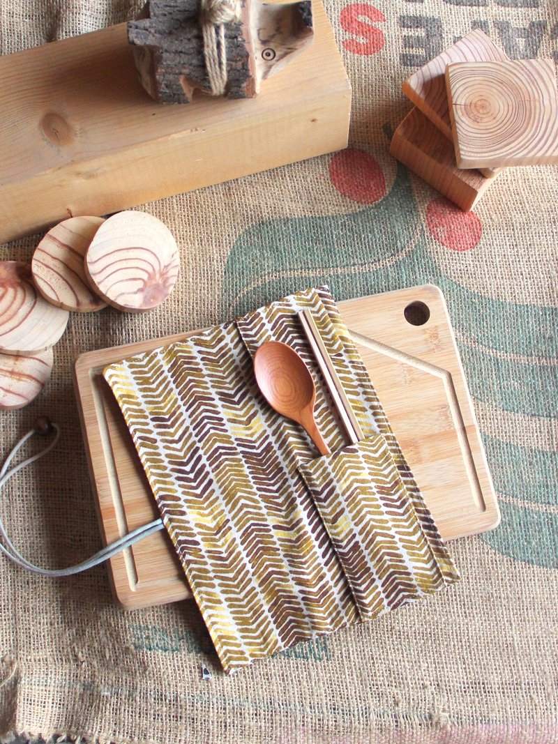 weimom's微芒布创：南方黄 - 笔袋、筷套、环保餐具袋、布卷 、圣诞礼物● 台湾制造-手作良品 - 筷子/筷架 - 棉．麻 黄色