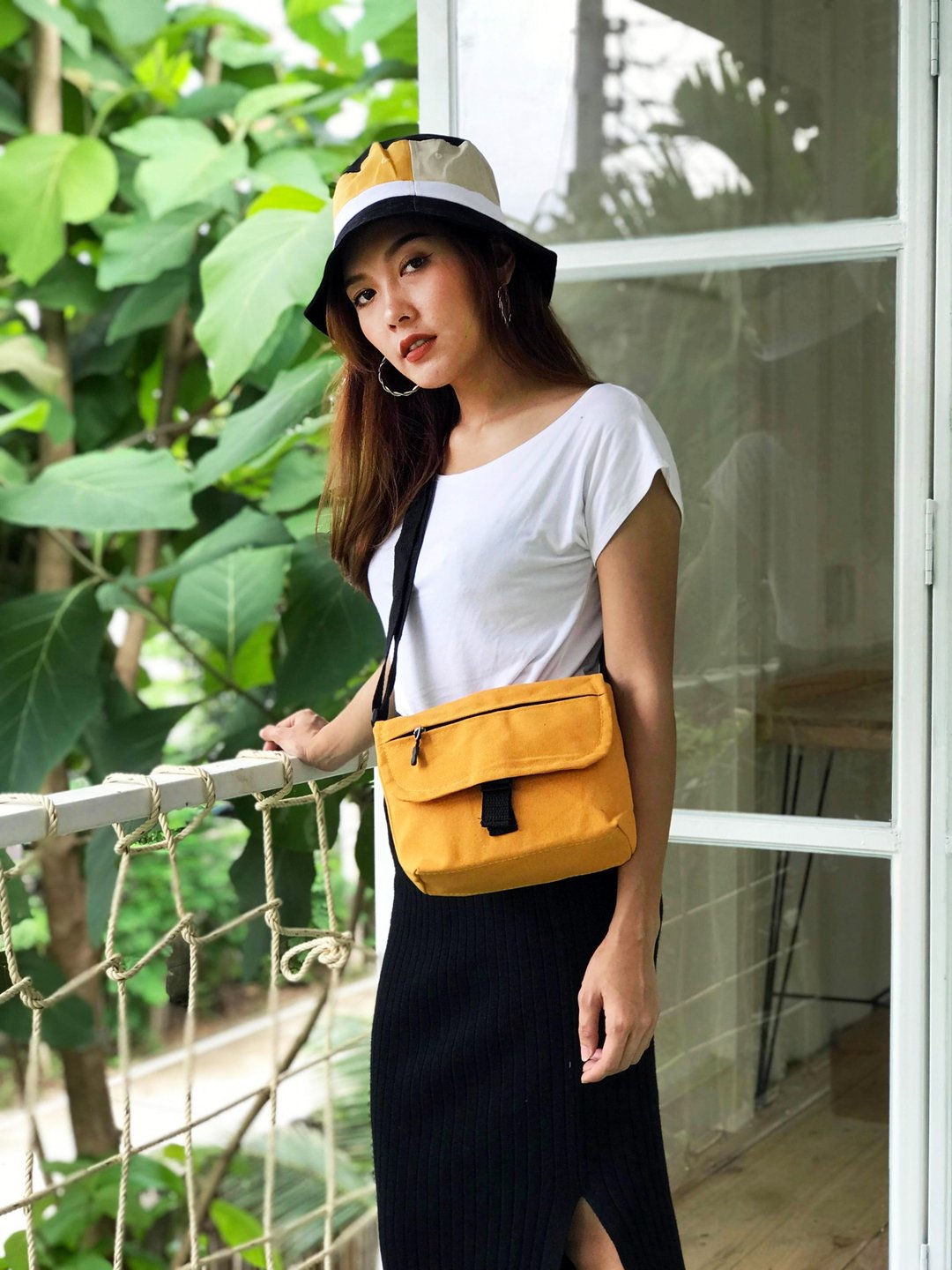 NY Canvas cross bag - 其他 - 棉 黑色