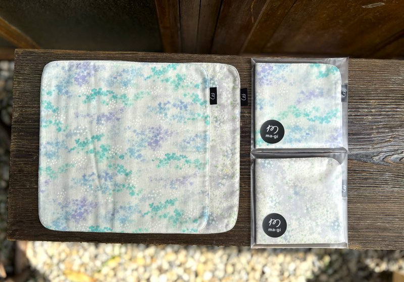 双层二重纱手帕-水彩花卉系列 - 手帕/方巾 - 棉．麻 