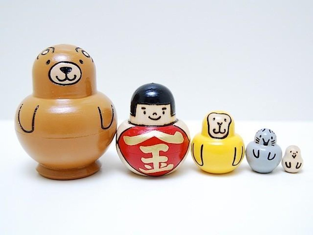 Kintaro * Matryoshka * Friends 5 people Shu [3] - 摆饰 - 木头 红色