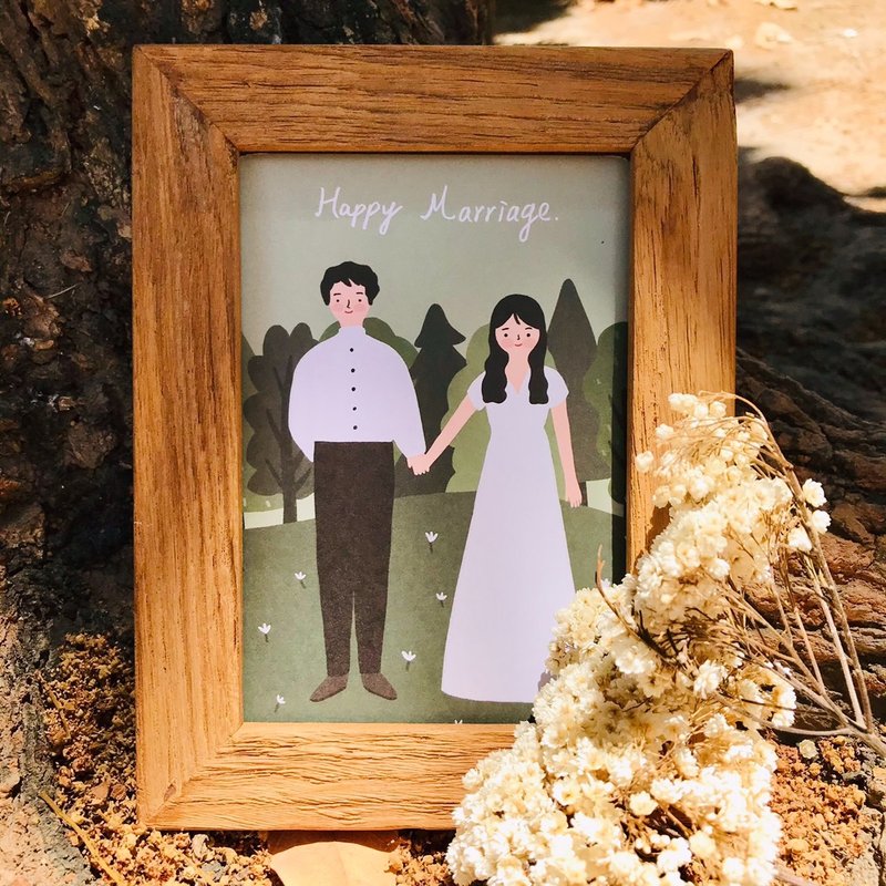 明信片-Happy Marriage - 卡片/明信片 - 纸 绿色