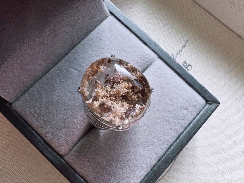 粉幽灵水晶银戒 - 戒指 - 水晶 