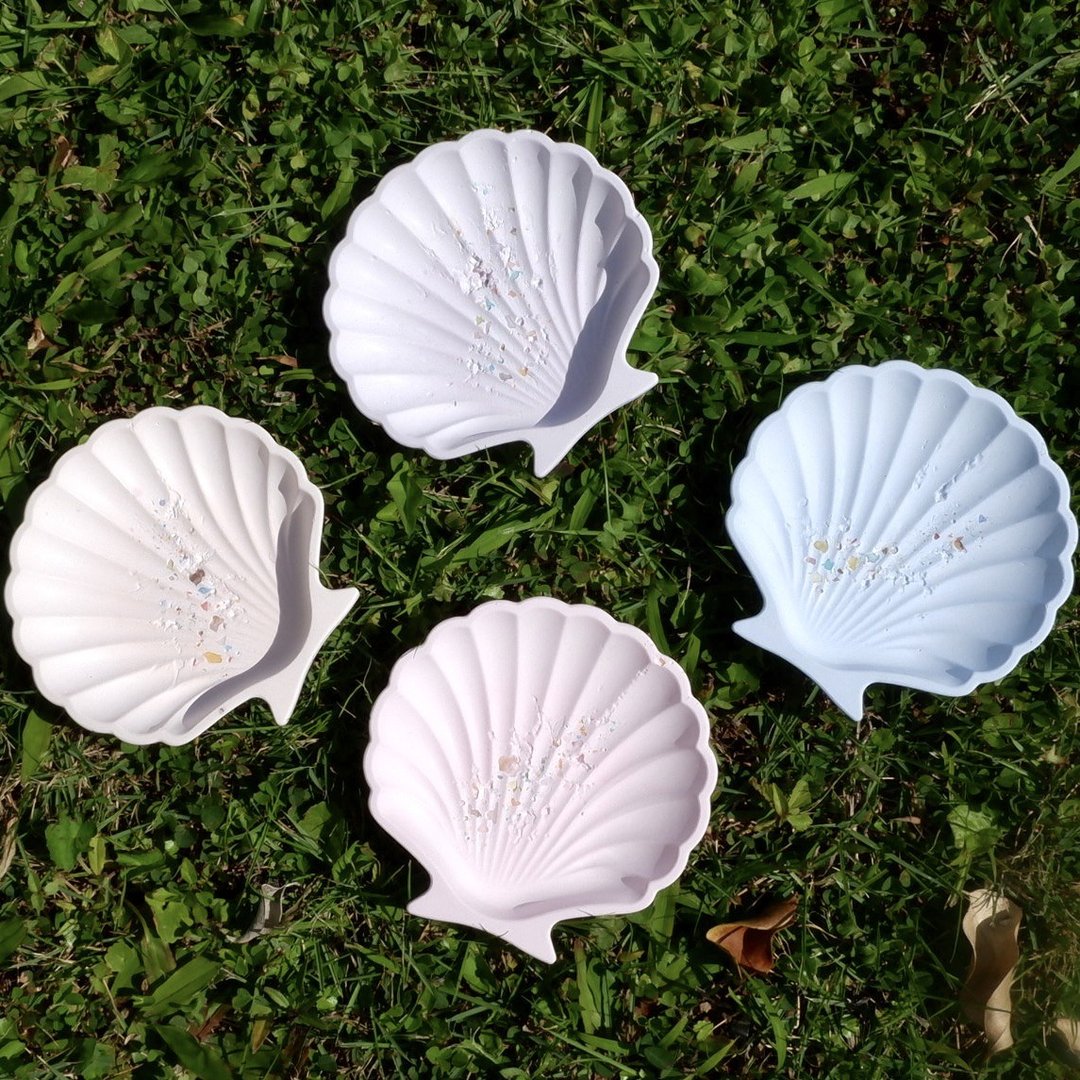 贝壳碎石 手工石膏首饰盘 Plaster Shell Shape Tray - 摆饰 - 其他材质 多色