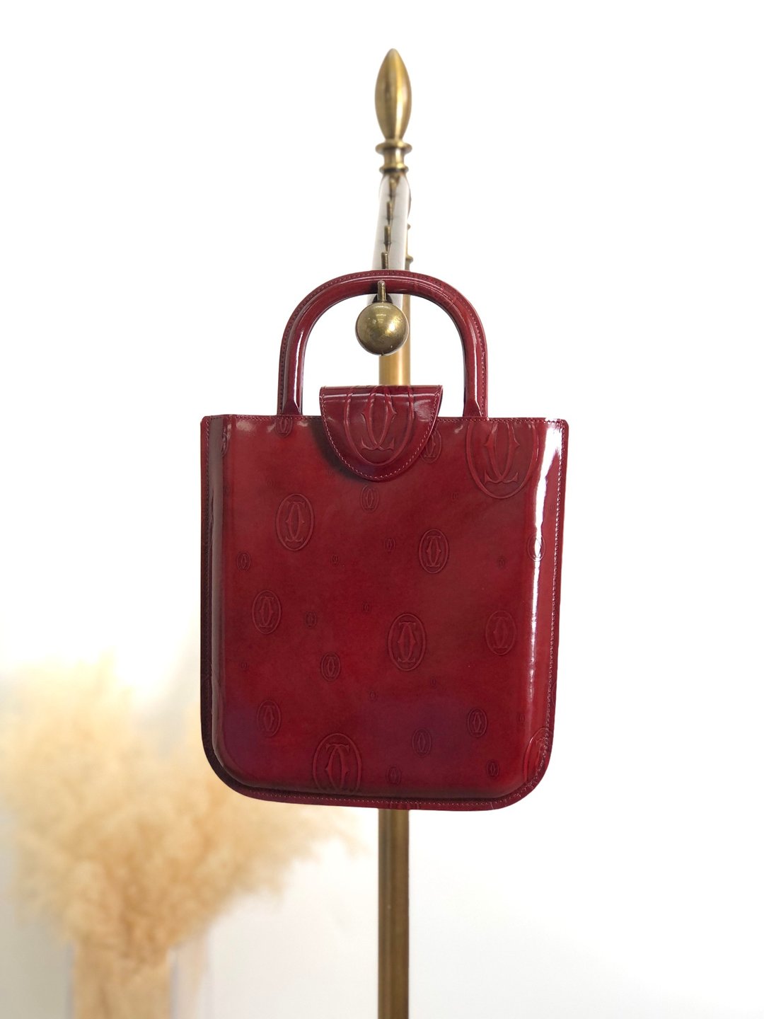 【 日本直送 名牌中古包 】Cartier カルティエ Happy Birthday 手提包 红色 漆皮皮革 vintage 古董 6ntyn7 - 手提包/手提袋 - 真皮 红色