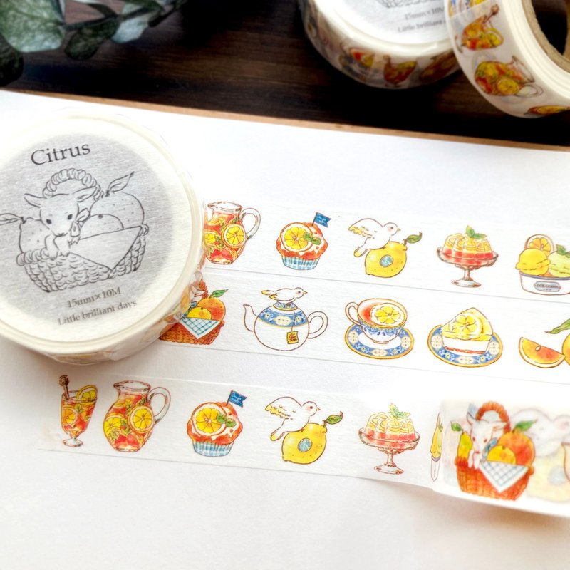 柑橘类纸胶带 糖渍柑橘 15mm - 纸胶带 - 纸 黄色