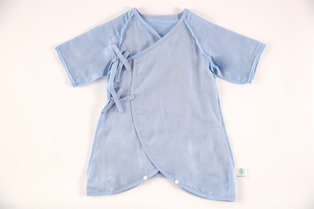 MARURU 日本制多彩纱布衣-蔚蓝 50-60/60-70cm - 包屁衣/连体衣 - 棉．麻 蓝色