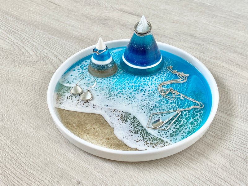 Ceramic Display Tray, Ocean / Beach, Wedding Gift, Home Gift - 摆饰 - 树脂 蓝色