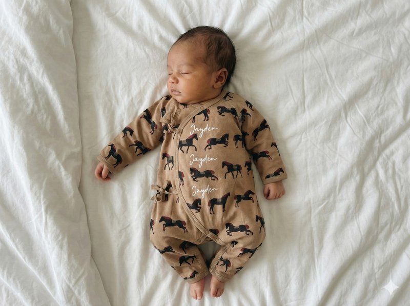 刻乳名 马年新生儿蝴蝶衣 - 满月礼盒 - 棉．麻 