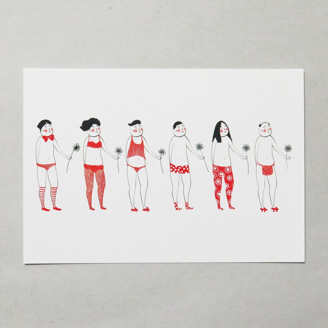 变装阿北 Fashion Uncle / 插画明信片 - 卡片/明信片 - 纸 红色