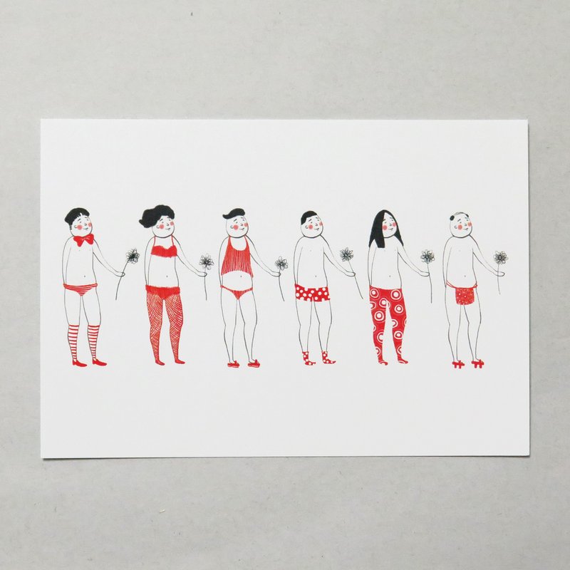 变装阿北 Fashion Uncle / 插画明信片 - 卡片/明信片 - 纸 红色