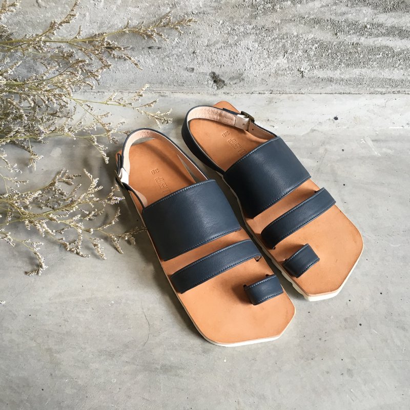 CLAVESTEP XIII Sandals - 真皮手工 女生凉鞋 深蓝色 - 女款休闲鞋 - 真皮 蓝色