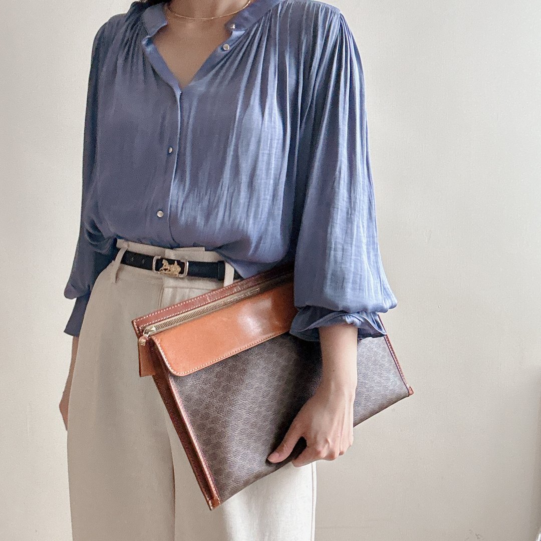 中古美品 Celine Macadam 文件套 电脑袋 笔电套 - 电脑包 - 真皮 咖啡色