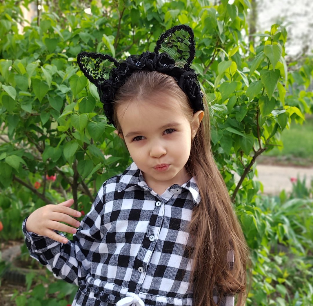 Black Cat Ears Headband, animal ears, 头带 Newborn prop - 婴儿帽/发带 - 其他材质 黑色