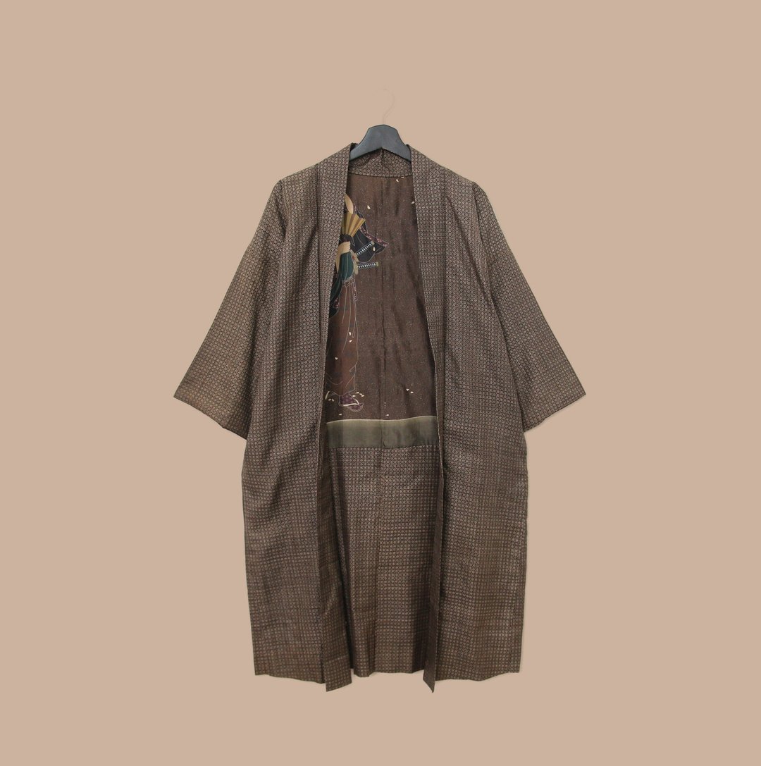 Back to Green-日本带回羽织 落花下的舞女 M-42/vintage kimono - 女装休闲/机能外套 - 丝．绢 