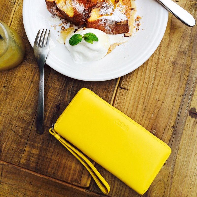 拉链长夹黄色 - 皮夹/钱包 - 真皮 黄色