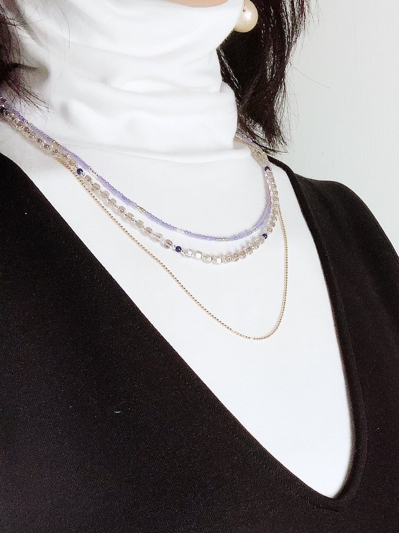 【12月诞生石】幸运石青金石．三层式项链 (48cm〜73cm长度可调) - 项链 - 宝石 蓝色